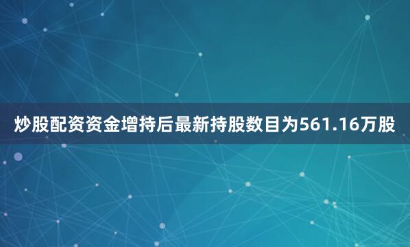 炒股配资资金增持后最新持股数目为561.16万股